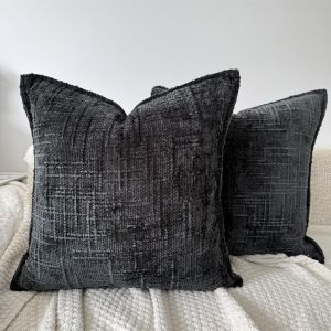 Trahoo-Lot De 2 Housses De Coussin 45 X 45 Cm - En Chenille Douce - Texture Bambou - Nobles Et Luxueuses - Pour Salon, Chambre &Agrave; Coucher Et D&eacute;coration De La Maison - Neuf