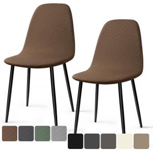 Eryi-Housses Chaise De Salle À Manger Scandinave 2 Pieces Moderne Jacquard Housse De Chaise Extensible Couverture De Chaise Housse Chaise Pour Décoration Salon Cuisine Hôtel (Brun, 2 Pieces)-Kl - Neuf