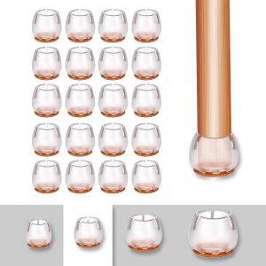 20 Pièces Couvre-Jambes De Chaise,Silicone Chaise Casquettes Pieds,Chaise Pieds Protecteur Avec Feutre,Silicone Chaise Casquettes Pieds Pour Jambes De Meubles Rondes,Transparent 17-21mm - Neuf