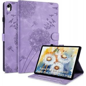 Pissenlit Coque Ipad 10eme Generation 10,9 Pouces En 2022,Ipad 11 Pouces(A16) 2025,Cuir Pu De Qualité Supérieure Pour Une Protection Complète À 360°,Conception De Motif De Pissenlit Unique, Bleu - Neuf