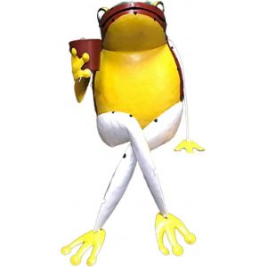 Ornement de grenouille &agrave; pattes crois&eacute;es en fer, statue de grenouille color&eacute;e, statue de crapaud int&eacute;ressante, d&eacute;coration de jardin - Neuf