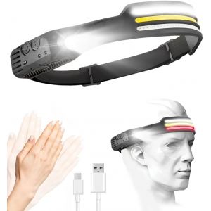 Nsiecd-Lampe Frontale Rechargeable 1000 Lumens, 11 Modes, Fonction Capteur, Conception Trois Bandes Lumineuses, Étanchéité Ipx5, Lampe Frontale Améliorée Pour Camping, Randonnée Et Pêche - Neuf