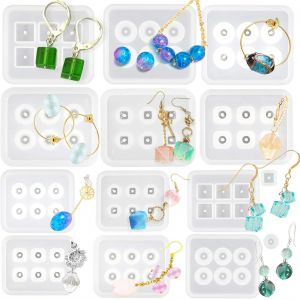 Moule &Agrave; R&eacute;sine &Eacute;poxy Avec Trou Pour La Cr&eacute;ation De Bijoux, Argile Polym&egrave;re, Savon, Cabochon Pierre Pr&eacute;cieuse Projets Cr&eacute;atifs 2 En Lot Assorted 12 In Set - Neuf