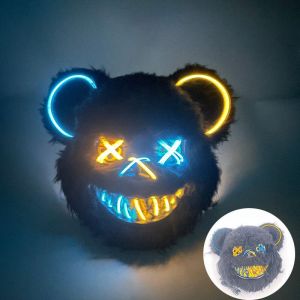 Masque D'ours En Fourrure Avec Oreilles Pour Halloween Cosplay Costume,Animal Effrayant,Esthétique,Lumineux,Led-A530075205 - Neuf