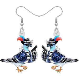 Kal-Halloween Acrylique Mignon Tête De Mort Pirate Pigeon Boucles D'oreilles Pendantes Oiseaux Bijoux Nouveauté Cadeaux Pour Femmes Filles Enfants Charms - Neuf