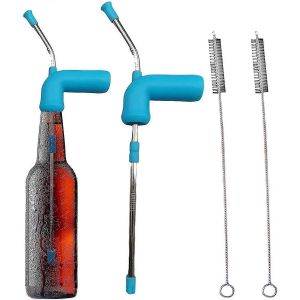 Tuba De Bière,Bang À Bière,Entonnoir À Bière,Distributeur De Vin De Bière Avec Brosse De Nettoyage,Pour Bouteille De Bière En Canette De Bière (Bleu) - Neuf