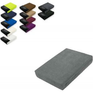 Drap-Housse En Tissu &Eacute;ponge - 200 X 220 Cm - 80 % Coton, 20 % Polyester - Certifi&eacute; &Ouml;ko-Tex - Qualit&eacute; De Marque - Hauteur Du Matelas Jusqu'&agrave; 35 Cm - Gris - Neuf