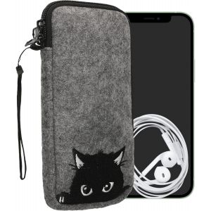 LORANKA-Housse de Protection pour Smartphone Compatible avec XXL - 7" - Sacoche de Protection T&eacute;l&eacute;phone Portable en Feutre Gris-Noir - Neuf