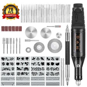 2025 - Kit D'outils De Gravure 78 Pi&egrave;ces, Stylo Graveur &Eacute;lectrique En M&eacute;tal, Graveur &Eacute;lectrique Sur Bois Avec - Neuf