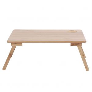 HJLIAN Table pliante multifonctionnelle en bambou pour ordinateur portable, avec rainure pour tasse et support solide - Neuf