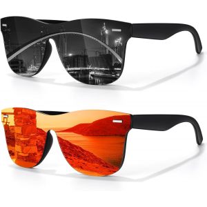 Lunettes De Soleil Homme Femme Polarisées Mode,Abat-Jour Plats Réfléchissants En Une Seule Pièce Pour Conduite Pêche Protection Uv - Neuf