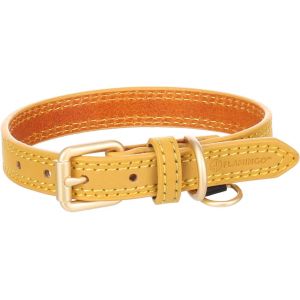 Eryi-Collier Pour Chien Virginia Jaune Xs/S 24-30cm 15mm - Avec Un Anneau Pour Étiquette D'identification - Cousu Pour Une Plus Grande Résistance - Neuf