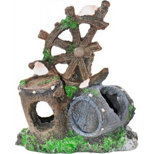 Artisanat en résine exquis Décorations d'aquarium Ornement de tonneau en bois Décorations d'aquarium synthétiques rétro - Neuf