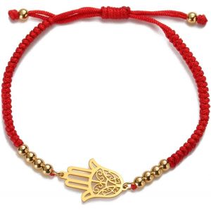 Kal-Fatima Main Bracelet Pour Femmes Hommes En Acier Inoxydable Hamsa Main De Fatima Avec Une Perle Tressée Coloré Bracelet Réglable Talisman Bijoux Cadeau - Neuf