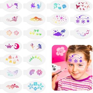Lot de 20 pochoirs de tatouage pour enfants, s,pochoirs de peinture corporelle,tatouages &agrave; paillettes,pochoirs de maquillage,pochoirs de maquillage pour le visage,pochoirs de tatouage - Neuf