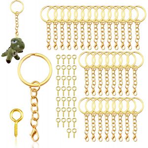 Mevronisshop-Lot De 30 Porte-Cl&eacute;s Dor&eacute;s &iquest; Porte-Cl&eacute;s Fendu En M&eacute;tal De 25 Mm Avec Cha&icirc;ne, Anneaux Ouverts, &Eacute;pingles &Agrave; ?Illet &Agrave; Vis, Vierges Pour Loisirs Cr&eacute;atifs, Cl&eacute;s, Fabrication De Pendentifs - Neuf