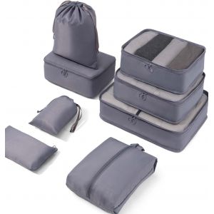 Organisateur Val Lot De 8 Rangement, Rangement Val Organisateur, Packing Cubes De Voyage Pochette, Compartiment Val , Sacs Pour Les V&ecirc;tements, Chaussures Et Cosm&eacute;tiques (Gris) - Neuf
