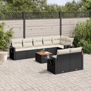 Prolenta Premium - Salon De Jardin 9 Pcs Avec Coussins Noir R&eacute;sine Tress&eacute;e - Neuf
