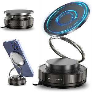 JGD-Support de T&eacute;l&eacute;phone Magn&eacute;tique sous Vide, Support T&eacute;l&eacute;phone Magn&eacute;tique sous Vide R&eacute;glable &agrave; 360&deg;, Supports Voiture, avec Feuille Magn&eacute;tiques, Convient &agrave; Tous Les T&eacute;l&eacute;phones Portables - Neuf