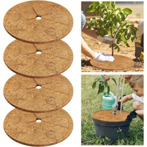 ASFASFq-Disque de Paillage 30cm Disque de Coco 4pcs Sûrs Tapis De Paillage en Fibre De Coco Environnement Protection des Plantes en Coco Respirante Pour Plantes en Pot Gazon de Jardin Protection (30c - Neuf