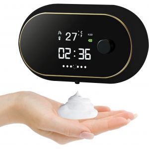 (noir)Distributeur de savon automatique 500 ml avec capteur, distributeur de savon électrique rechargeable réglable à 3 niveaux, distributeur de savon mousse pour cuisine et salle de bain - Neuf