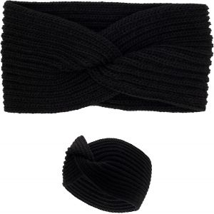 Noir Bandeau En Laine Pour Les Femmes En Italie En - Tricot-Femmes Cache-Oreilles - Femme Hiver Oreille Bandeau Bandeau Thermique - Neuf