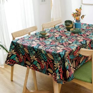 Rectangulaire Nappe Antitaches Imprimé Toile De Coton Motif Coloré Pour Manger Table De Pique-Nique Fête De Jardin En Machine Pour Un Entretien Facile, 120 X 120 Cm Noir Et Rouge - Neuf