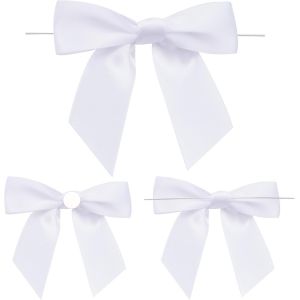 Kal-50pcs Petits Noeuds De Noël 8.5cm Noeud Blanc Pour Saint-Valentin, Décoration De Mariage, Emballage Cadeau,Bricolage - Neuf