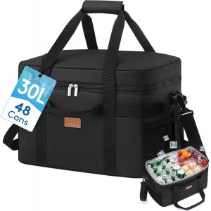 MEVRONISSHOP-Sac Isotherme 30L, Grand Glaciere Souple Isotherme pour Repas Homme & Femme, Sac Pique Nique Portable avec Plusieurs Poignées pour Pique-Nique, Camping, Barbecue, Noir - Neuf