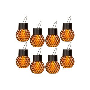 Lot De 8 Guirlandes Lumineuses Solaires Led &Agrave; Effet Flamme Avec Pinces Pour Lanternes De Jardin Ext&eacute;rieur - Neuf