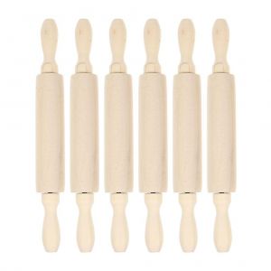 Lot de 6 rouleaux &agrave; p&acirc;tisserie en bois pour enfants : outils de p&acirc;tisserie miniatures pour un jeu amusant et un apprentissage cr&eacute;atif - Neuf