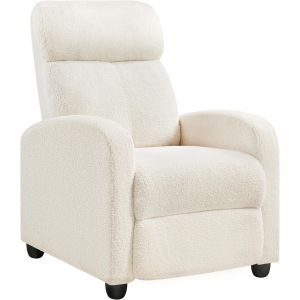 SUBZONAL-Fauteuil de Relaxation Chaise de D&eacute;tente Si&egrave;ge de Canap&eacute; Fauteuil en Tissu Bouclette Doux avec Repose Pied/Chambre &agrave; Coucher/Home Cin&eacute;ma/Salon Ivoire - Neuf