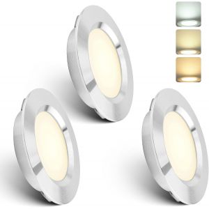 Eryi-Lot De 3 Spots Led Encastrables, Dc 12v 3w 4000k Blanc Neutre Lumière Blanche Chaude Dimmable 15mm Extra Plat Spots Aluminium Avec 2m Câble Pour Camping-Car Bateau Maison Cuisines Chambres - Neuf