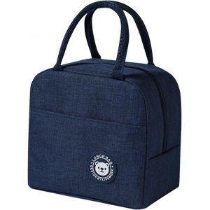 Mevronisshop-Sac Isotherme Repas Isolé Étanche - Lunch Box Imperméable Anti-Fuite - Pliable Déjeuner Pique-Nique Bento Pour Travail/École/Bureau (Bleu Marine) - Neuf
