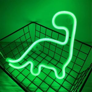 Dinosaure N&eacute;on Mignon Led N&eacute;on Enseigne N&eacute;on Vert N&eacute;on Aliment&eacute; Par Usb Et Batterie Mural N&eacute;on Lumi&egrave;re Dinosaure Veilleuse Pour Chambre D'enfant Dinosaure Lumineux Cadeaux Pour Bar De F&ecirc;te No&euml;l - Neuf
