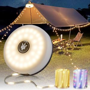 Jgd-Guirlande Lumineuse De Camping Enroulable, 4 En 1, Portable, Rechargeable, Avec 8 Modes D'&eacute;clairage, Stockage Rapide, Charge Usb, &Eacute;tanche, 10 M, Pour La Randonn&eacute;e, No&euml;l, Noire - Neuf