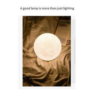 Lampe rotative en forme de lune, grande taille, imprim&eacute;e en 3D, luminaire suspendu, id&eacute;al pour une chambre d'enfant ou comme cadeau - Neuf