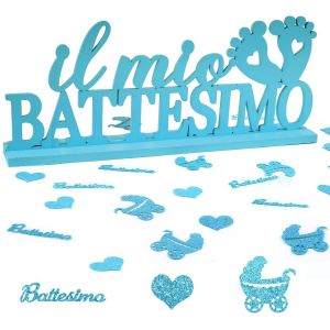 Décoration Confettis Il Mio Battesimo Italien Baptême Garçons Filles (Bleu) - Neuf