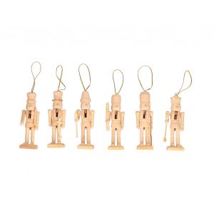 Hjlian Lot De 6 Marionnettes Casse-Noisette En Bois Non Peintes De 13 Cm, Decoration De Noel, Bricolage - Neuf