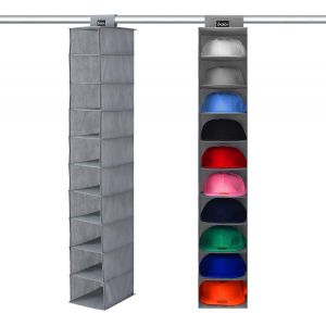 MEVRONISSHOP-Porte Casquette, Rangement Casquette de Baseball, Porte Chapeau 10 étagères Suspendu pour Rangement Penderie pour Range Casquettes, Organisateur de Chapeau pour Tous Les Types de Chapeau - Neuf