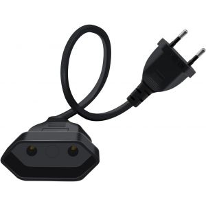 Rallonge Euro 2.5A 250V 625W Cable D'extension Euro 2x0.75 mm² Rallonge Câble Euro,pour Une Utilisation en Intérieur TV,PC,Moniteur (Noir,0.6m) - Neuf