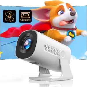 [Auto Keystone/270&deg; Rotation] Mini Bluetooth Projector 1080p Full Hd, 15000 Lumens O3 Portable Video Projector, 270&deg; Angle 4k Home Theater Projector For Ps5/Tv Stick Hdmi Usb - Neuf