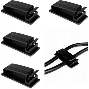 MEVRONISSHOP-50 Pi&egrave;ces Clips Cables Adh&eacute;sifs, Clips de C&acirc;ble Adh&eacute;sifs, Supports de C&acirc;bles, Organisateur de C&acirc;bles Autocollants, Attache C&acirc;ble avec Ruban Adh&eacute;sif, pour TV, Ordinateur Portable, Noir - Neuf
