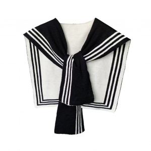 Chemise Châle Noir Blanc Rayé Tricoté Ourlet Design Chemise Chaude Écharpe Jupe T-Shirt Sweat Faux Col Accessoire De Costume - Neuf