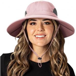 Chapeau De Soleil Femme L'extérieur Uv Protection Chapeau D'été À Large Bord Bonnet Pliable En Maille Plage Pêche Seau Casquette.[Z203] - Neuf