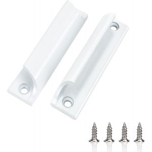 Poignée de porte de balcon, poignée de porte coulissante blanche avec vis pour portes-fenêtres, tiroirs et portes de placard, 2 pièces - Neuf