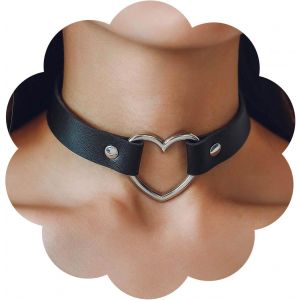 Kal-Collier Ras Du Cou Noir Gothique Chaîne Cuir Vintage Collier Pendentif Coeur Argenté Collier Velours Punk Collier Emo Collier Rock Déclaration Collier Coeur Bijoux Cadeau Pour Femmes - Neuf