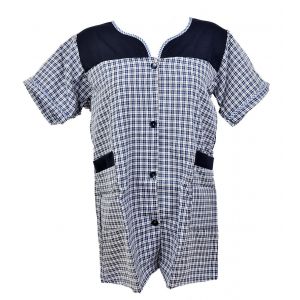 Blouse De Travail Boutonnée Pour Femme, Tablier Sans Manches Blouse Vichy Marine - Neuf