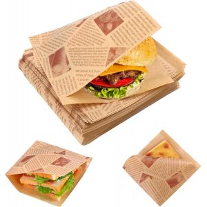 Letnerny-Tixlafe Lot De 100 Feuilles De Papier Sulfurisé 25 X 25cm¿25 X 35cm Pour Panier À Hamburgers, Pain Au Beurre, Fromage, Frites Sulfurisé, Pour Poêle, Four À Micro-Ondes (Marron-200pcs-15x15cm - Neuf