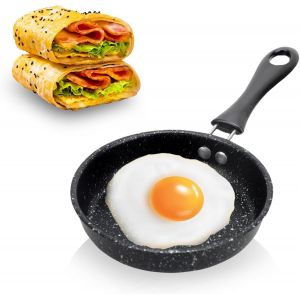 Hdkaj Mini Po&ecirc;le &Agrave; Induction 14 Cm Anti-Adh&eacute;sive En Fonte Id&eacute;ale Pour ?ufs, Camping, Cuisson Rapide Et Saine - Neuf